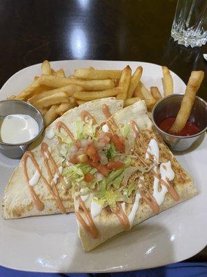 Cheese Quesadilla (comes with fries) $7