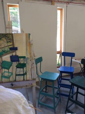 Painting the Castle Hill chairs.