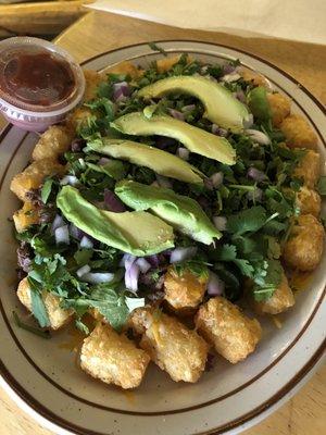 Loaded Tots with steak. Great!