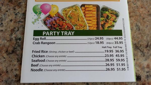 Menu for Party