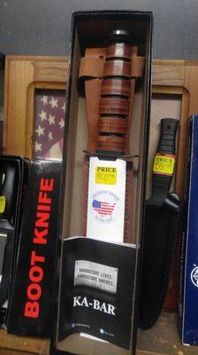 Now in stock, USMC K BAR KNIVES, USN DIVER knives, S&W pocket knives.