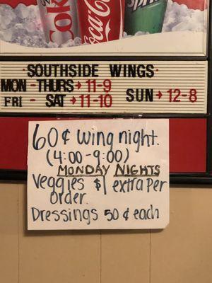 Looks like Monday night is the bargain night for wings.