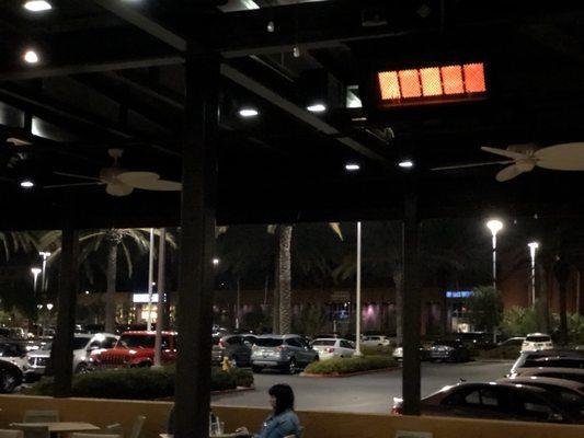 Tungsten 500 natural gas heater on outdoor patio at Taco Rosa's in Irvine Market Place.