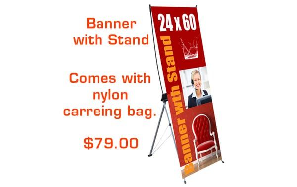 Our Collapsible Banner Stands are easy to setup. They are available with vinyl outdoor banners and arrive in a slim nylon bag.