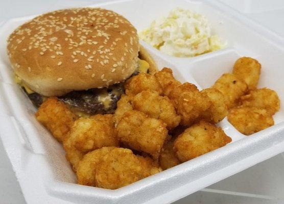 Double Cheeseburger with Tater Tots.