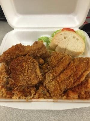 Small Catfish Platter w/ shrimp fried rice  5.99 *spicy