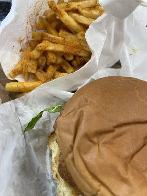 Garlic fries & fish sandwich