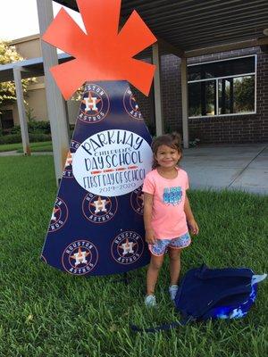 My youngest starting her first ever official 1st day of school!