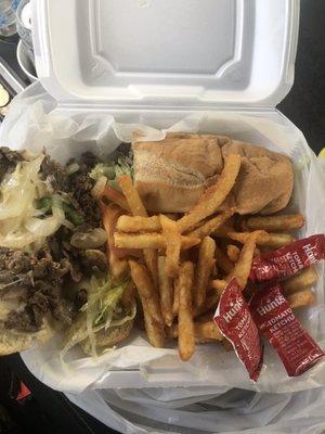 Amazing steak sandwich and crunchy fries