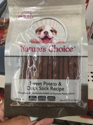 Another healthy dog treat.. sweet potato and duck! For a buck!