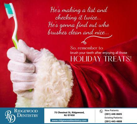 Brushing teeth twice daily is more important than ever, with many tempting sweet treats available this season. #RidgewoodDentistry