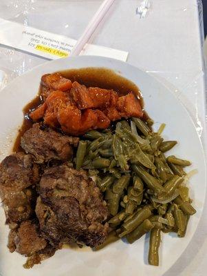 Smothered Oxtails, Candied yams and String beans