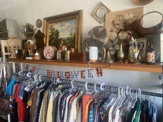 Selection of vintage clothes & antiques