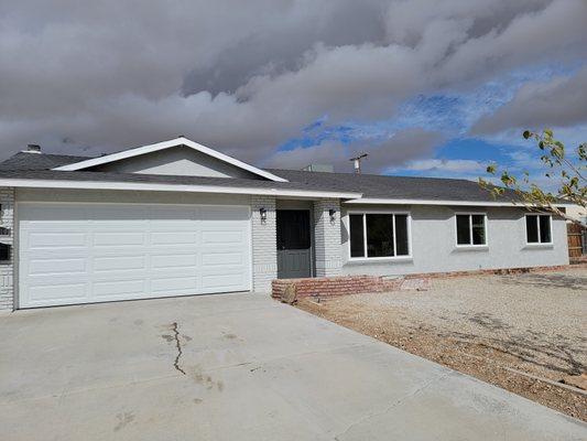 New garage door in a remodeled house.