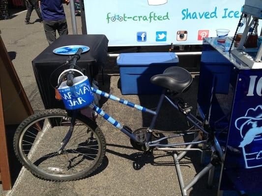 The bike that powers the shaved ice.