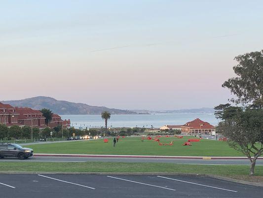 Presidio main green = our backyard. Food trucks and lots of great places to hang in the grass on Sundays.