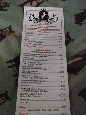 Menu, they changed their name to Mustang Sally's