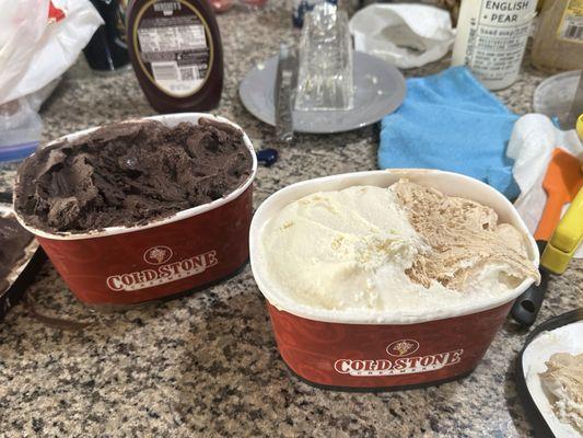 Dark Chocolate Ice cream Coffee and cheesecake flavored ice cream