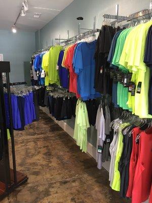 We have a great selection of men's apparel from Nike, Brooks and more!