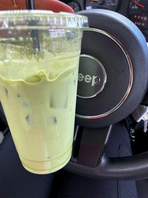 Iced matcha latte - so delicious & refreshing!