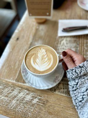 Latte with caramel syrup and cashew milk