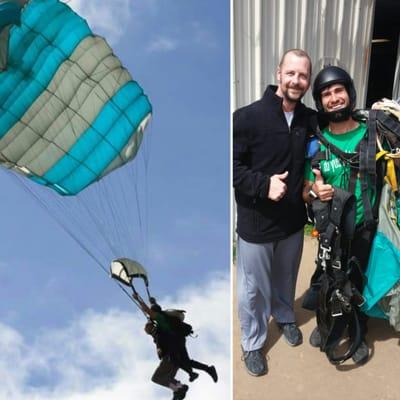 Nick and his sky dive instructor, Andrew. Andrew was informative, educated and had a great sense of humor.