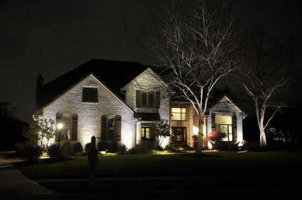 Up lighting white brick walls