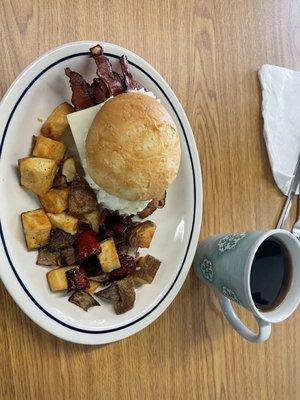 Breakfast Sammie with gluten free roll.