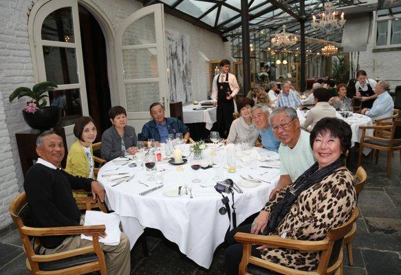 Group dining at Chateau de Raay, Netherlands