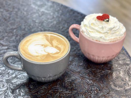 Latte and hot chocolate