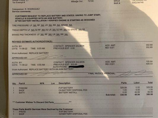 Final estimate with forged signature (signature #2)