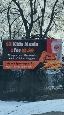 *kids meals are NOT 2 for $3.50