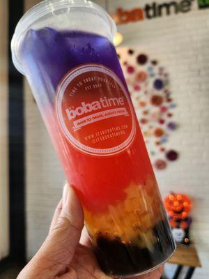 Galaxy Iced Tea with star jellies and light boba