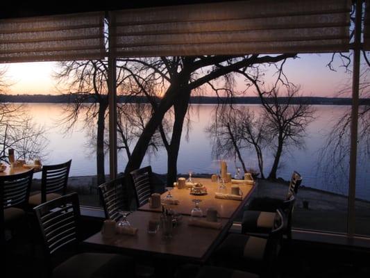 The beautiful view of Green Lake from the Sunroom dining room.