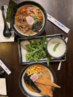 Crispy Chicken Ramen and Teriyaki Ton Ramen