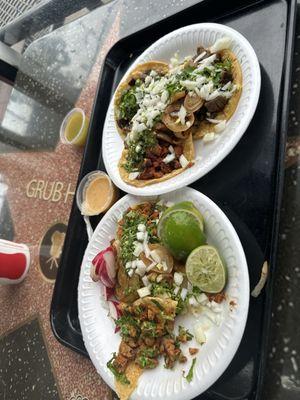 Tacos de pollo asada and al pastor