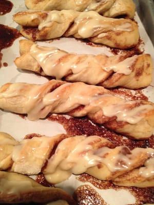 Cinnamon twists with homemade cream cheese icing