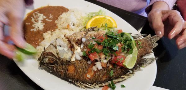 Fried tilapia (mojarra frita). Excellent, and had lots of meat!