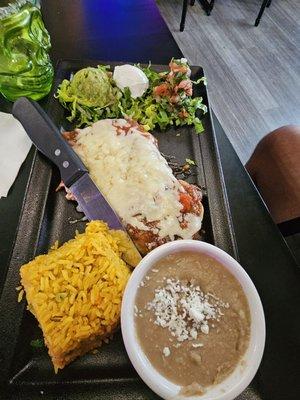 Steak and rice and beans