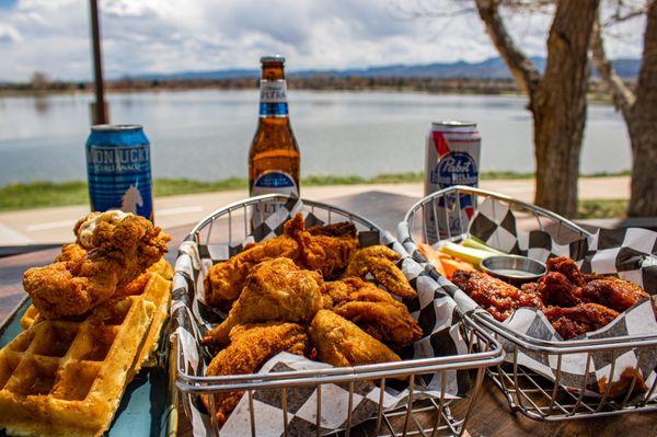 Fried chicken & Waffles, Fried Chicken, Wings, Lake Beers