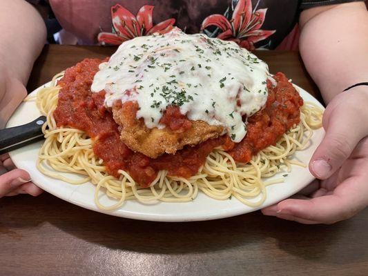 Chicken parm, Flintstone size