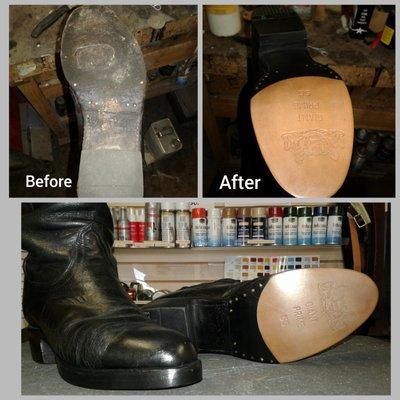 Black Cowboy Boots *Leather Half sole add on with extra tacks for Heavy Duty use. *Rubber heels