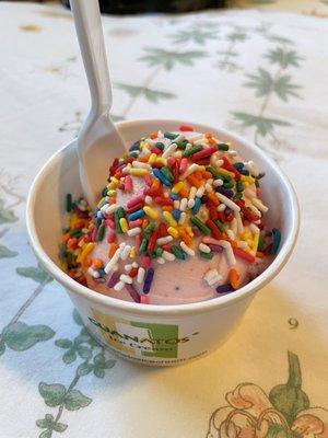 Strawberry ice cream with sprinkles