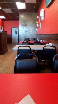 Inside Paco's Tacos. Casual but clean. Fine for a quick meal.