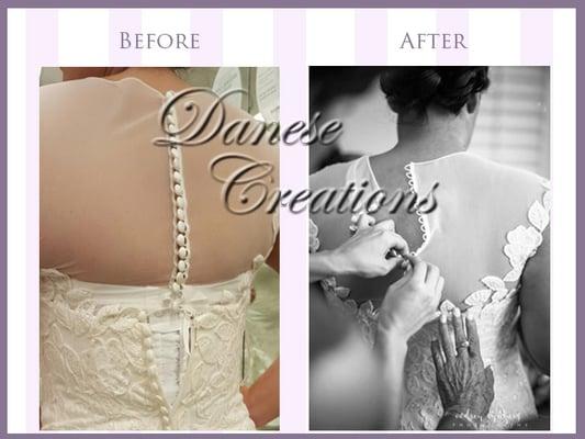 Bridal Alterations, Before and After.