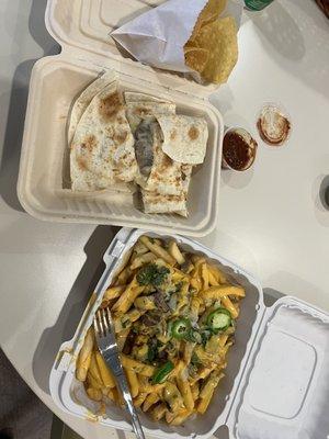 Steak quesadilla and carne Asada fries