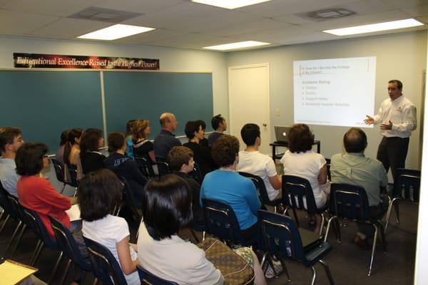 Certified Educational Planner, Barry Liebowitz, presents to a full house at IMACS.