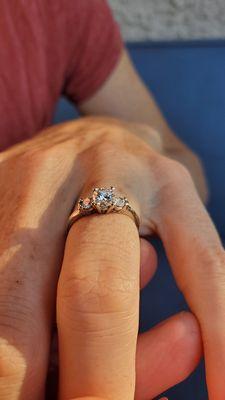 Ring made from grandparent's wedding ring diamond