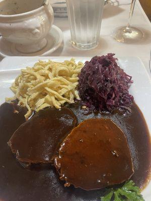 Sauerbraten meal. Delicious.