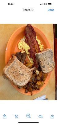 Traditional breakfast with rye toast